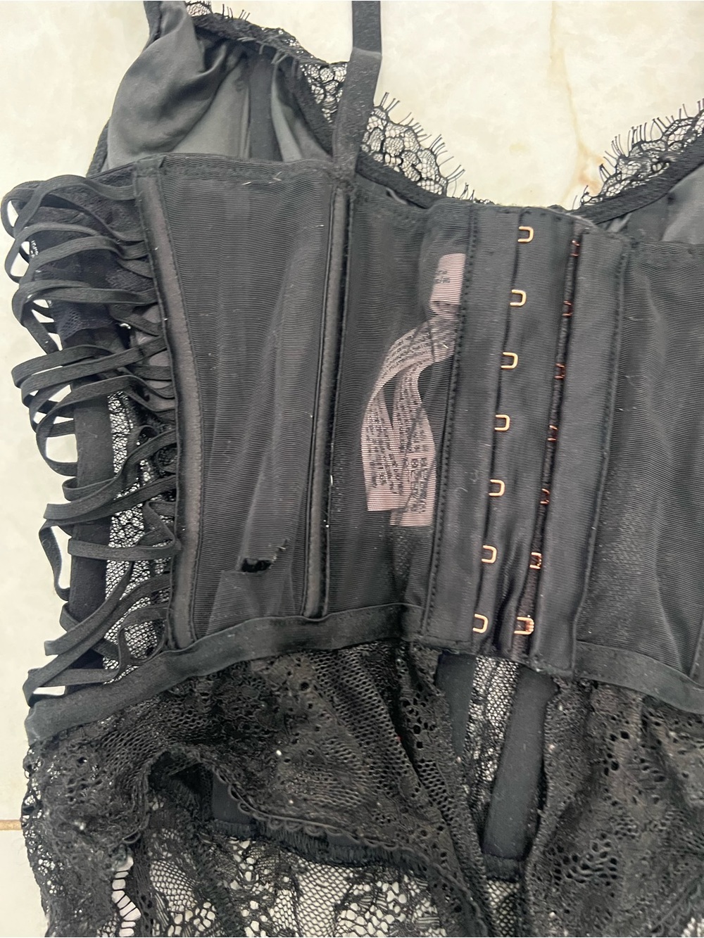 Victoria's Secret Black Lace Sexy Lingerie Bodysuit Size Medium - Picture 4 of 6